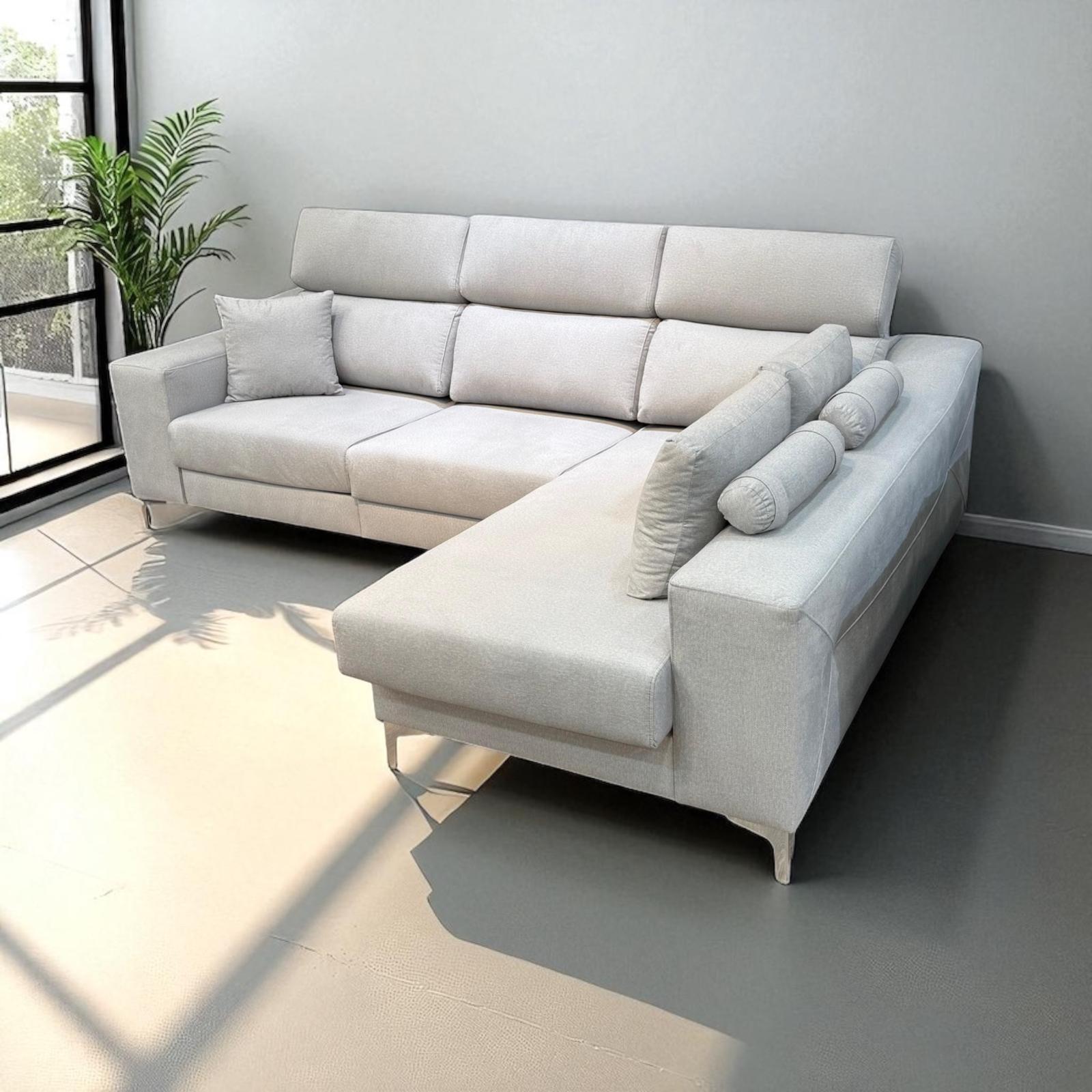 Sofá de asientos extensibles, carro al suelo y chaise longue desmontable - Imagen 6